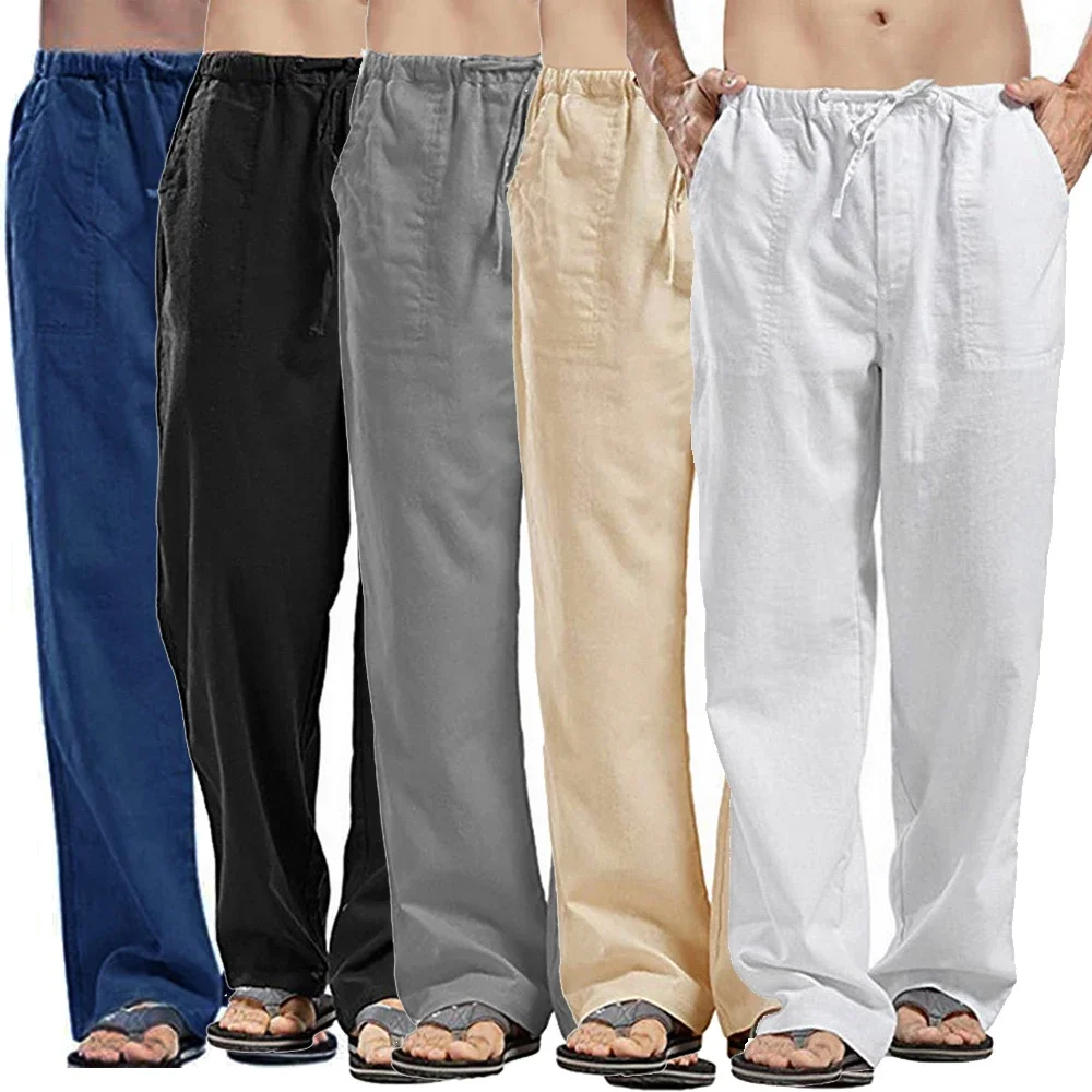 Summer Clothing Men Linen - سراويل تقليدية للرجال سراويل كتان قطنية
