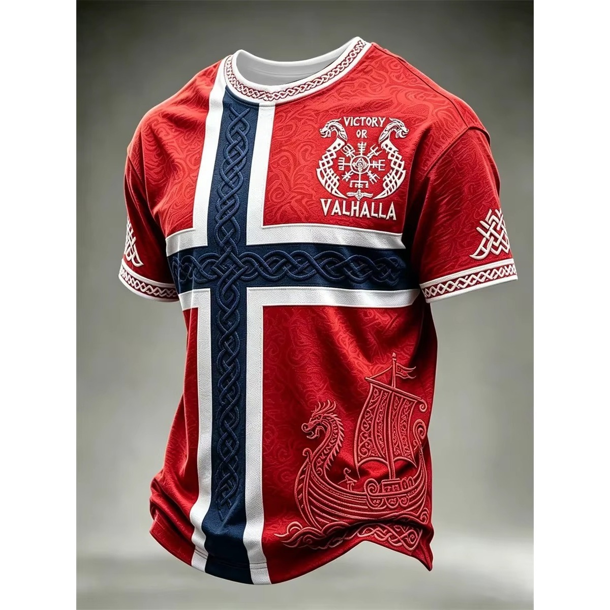 Summer Viking Clothing - قميص فايكنغ النرويجي للرجال مع طباعة