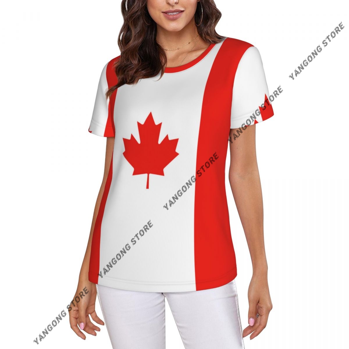 Summer Clothing Women Canada - المرأة تي شيرت كندا العلم الكندي