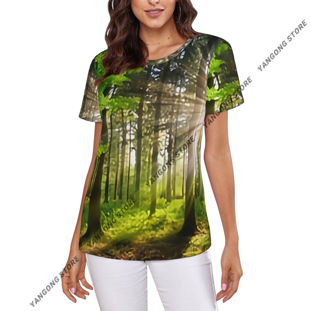 Summer Rays Clothing - تي شيرت نسائي قصير الأكمام بمناظر