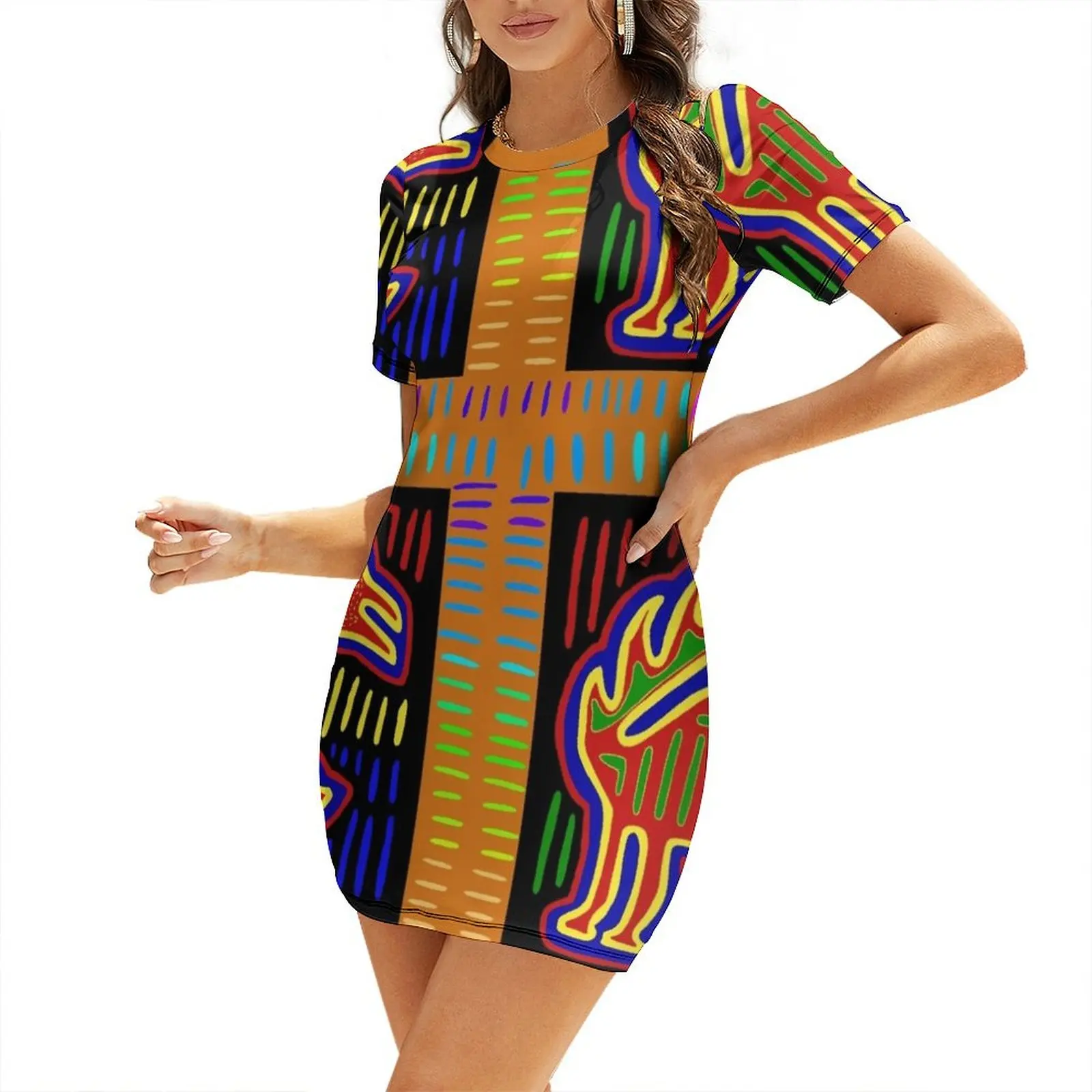 Indian Summer Vintage Clothing - فستان كونا هندي كابالو بأكمام قصيرة،