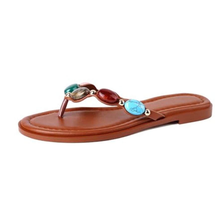 Flip Flop Jeweled - صنادل نسائية مزينة بالجواهر، مفتوحة من