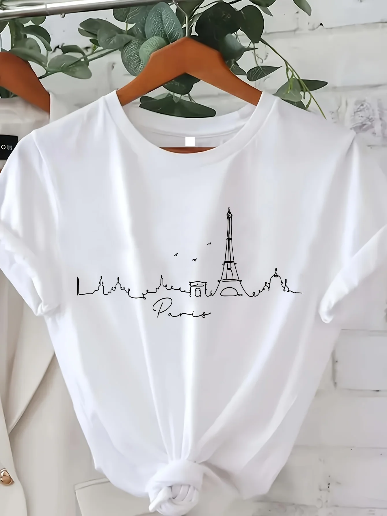 Summer Clothing In Paris - باريس تي شيرت مطبوع كم قصير