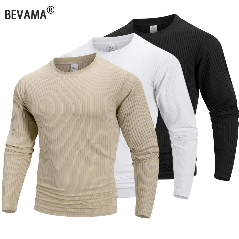 Summer Clothing Long Sleeve - قميص رجالي بأكمام طويلة وياقة دائرية