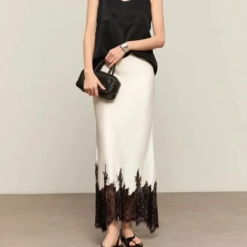 Summer Clothing Wraps - الجنية الدانتيل تقليم ميدي تنورة عالية