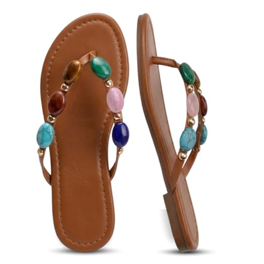 Flip Flop Jeweled - صنادل نسائية مرصعة بالجواهر، صنادل ثونغ،