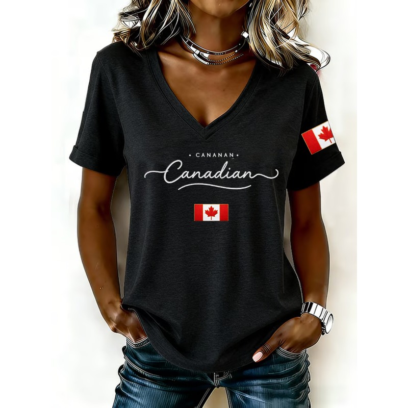 تي شيرت نسائي مطبوع عليه العلم - مراجعة Summer Clothing Women Canada وسعره