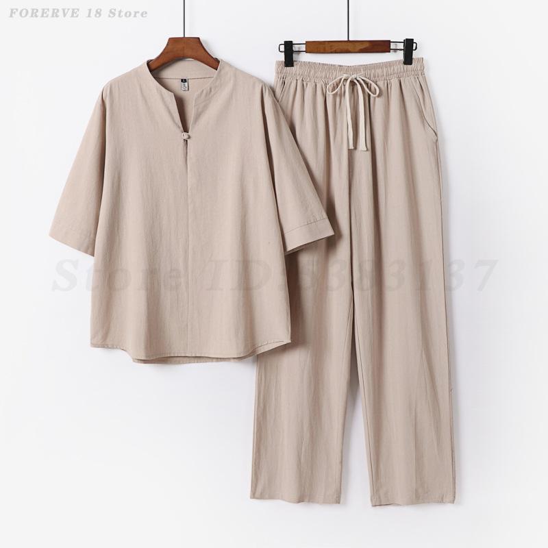 طقم صيفي جديد من الكتان والقطن - مراجعة Summer Clothing Men Linen وسعره