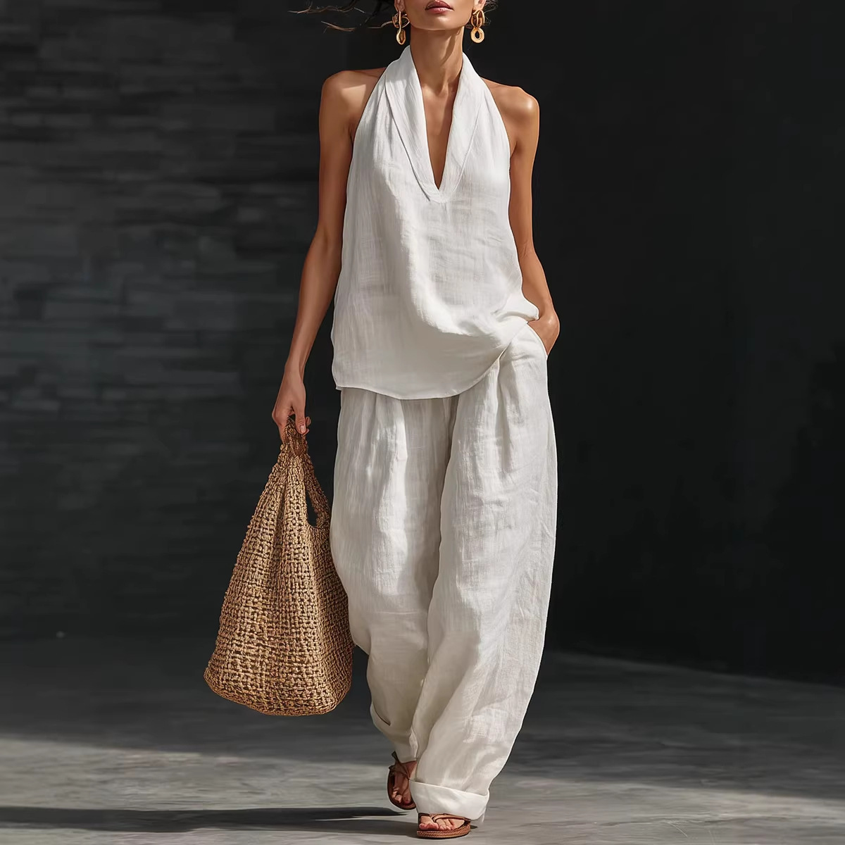 طقم صيفي من القطن والكتان بتصم - مراجعة Summer Clothing Men Linen وسعره