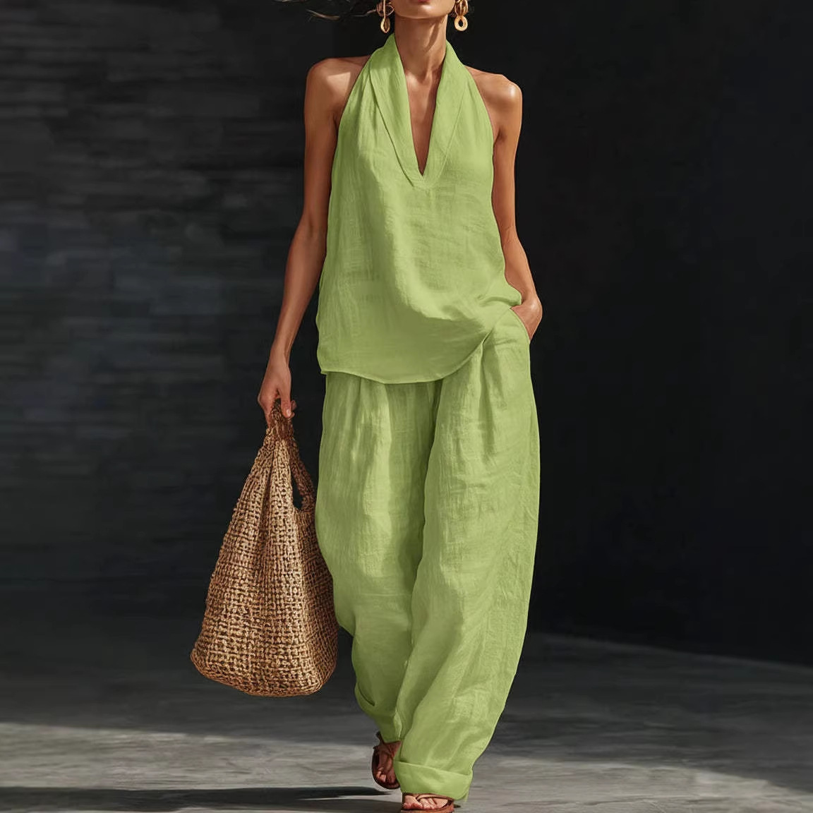 طقم صيفي من القطن والكتان بتصم - مراجعة Summer Clothing Men Linen وسعره