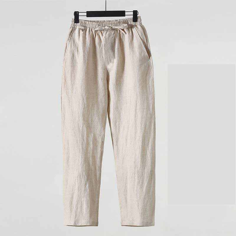 بنطلون صيفي على الطراز الصيني  - مراجعة Summer Clothing Men Linen وسعره
