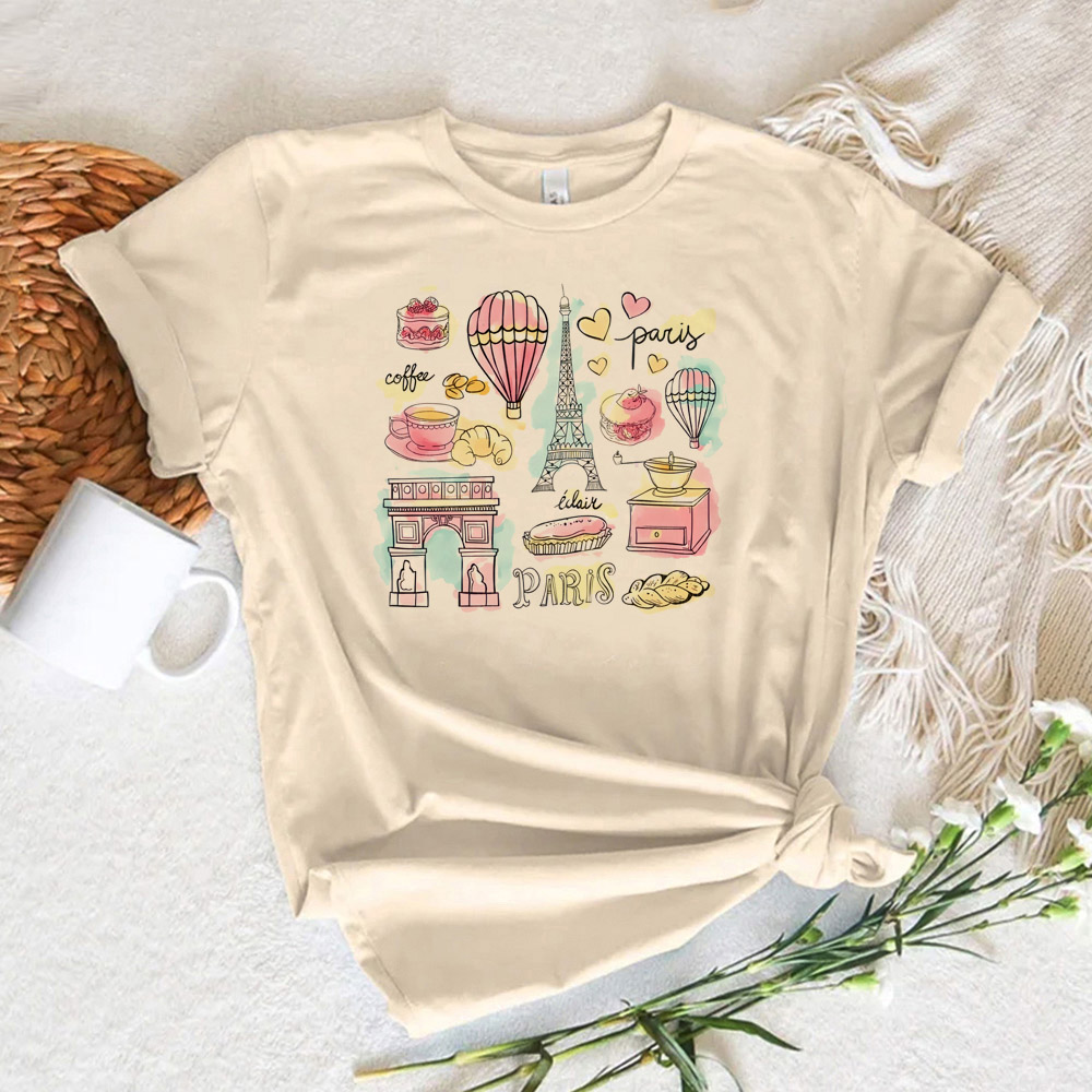 تي شيرت نسائي مطبوع بتصميم بار - مراجعة Summer Clothing In Paris وسعره