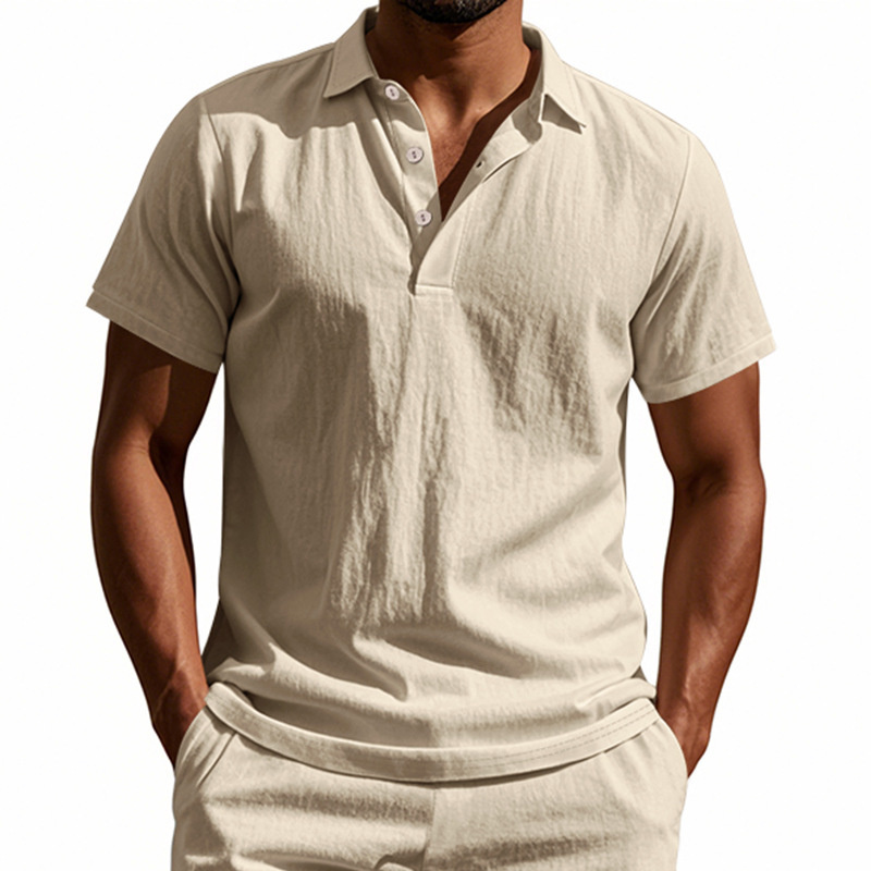 قميص بولو رجالي عالي الجودة من - مراجعة Summer Clothing Men Linen وسعره