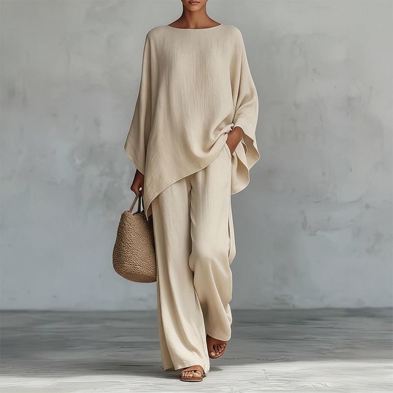 طقم نسائي جديد للربيع من قطعتي - مراجعة Summer Clothing Men Linen وسعره